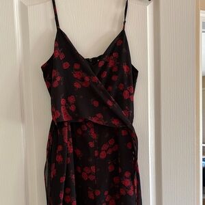 NWT Michael Kors Black and Red Floral Spaghetti strap Jumpsuit